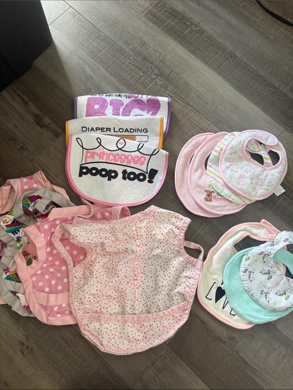 Pink Baby Bib Set - Soft Feeding Bibs for Girls